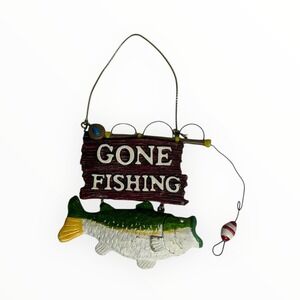 Gone Fishing fishing-themed Christmas Ornament Vintage